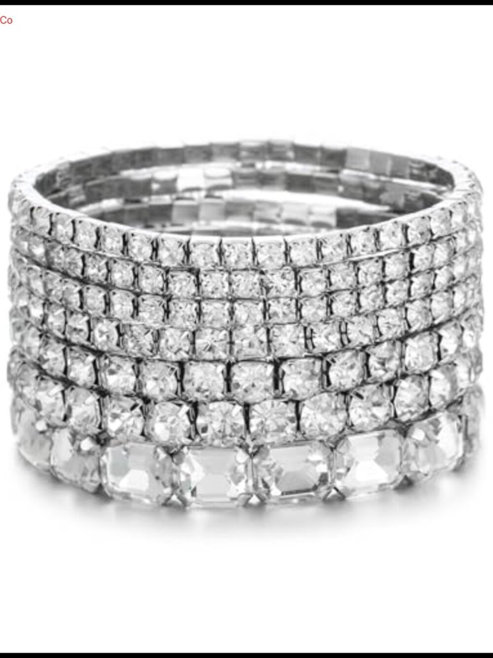 7 Pc Crystal Stretch Bracelets Set Stackable Layered Rhinestone Tennis Bracelets